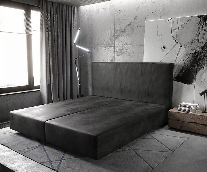 Boxspringgestell Dream-Well 180x200 cm Mikrofaser Anthrazit Vintage günstig online kaufen