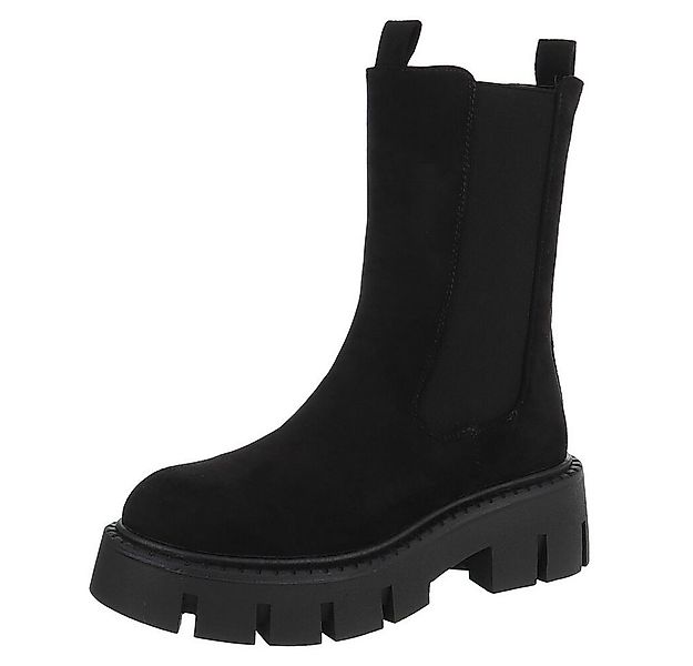Ital-Design Stylische schwarze Stiefel mit robuster Sohle für Damen Plateau günstig online kaufen