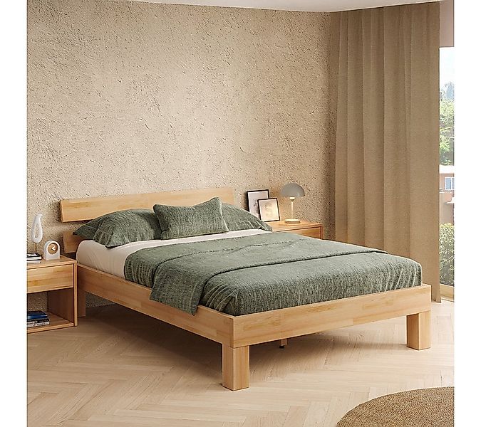 skølm Massivholzbett Floki aus Buche mit Bettkopf, natur geölt, verfügbar i günstig online kaufen