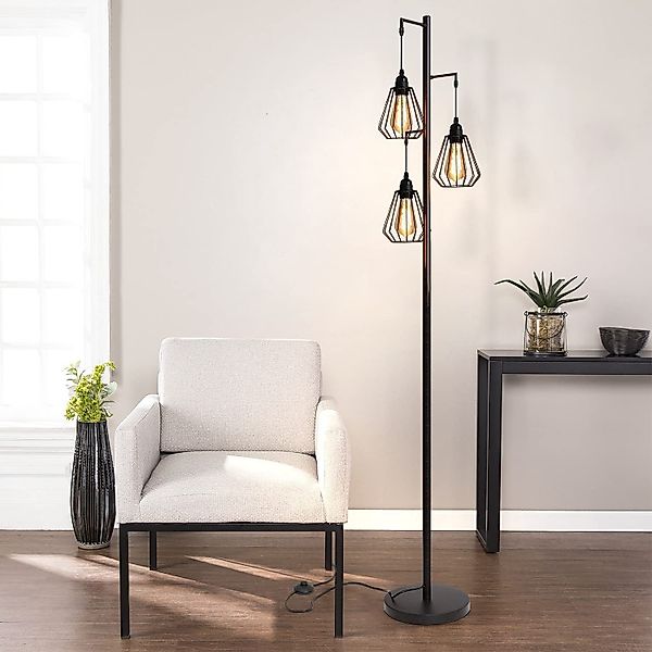 Nettlife LED Stehlampe Wohnzimmer Stehleuchte Schwarz günstig online kaufen