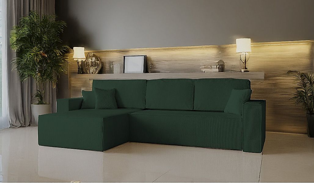 Goldstoff Ecksofa Amalia L-Form, Ecksofa mit Schlaffunktion, Bettkasten - C günstig online kaufen