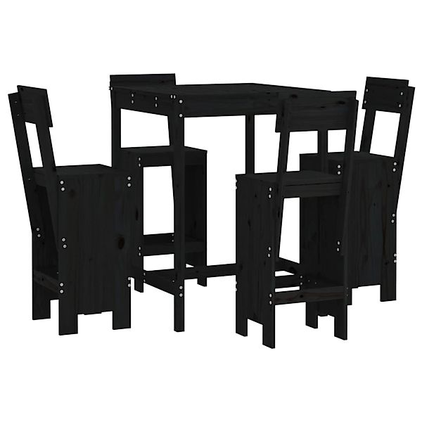 vidaXL 5-tlg Gartenbar-Set Schwarz Massivholz Kiefer Modell 5 günstig online kaufen