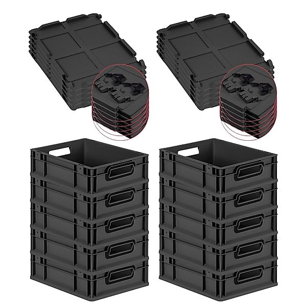 PROREGAL SuperSparSet 10x Eurobox Nextgen Color Mit Scharnierdeckel HxBxT 1 günstig online kaufen