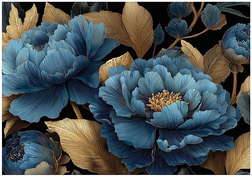 Wallarena Fototapete Blumen Blau Abstrakt Vlies günstig online kaufen