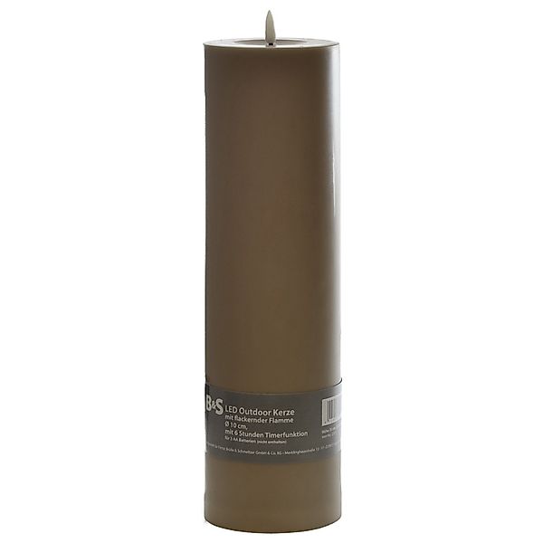 B&S LED-Kerze LED Kunststoffkerze Outdoor taupe günstig online kaufen