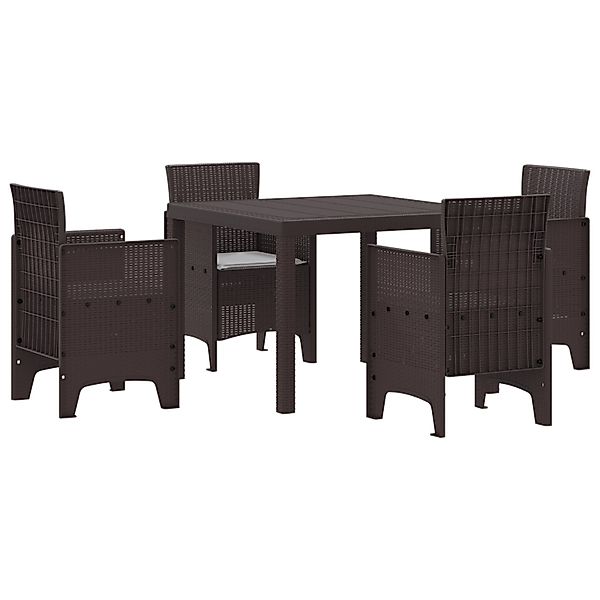 vidaXL 5-tlg Garten-Essgruppe mit Kissen Braun Poly Rattan 3378539 günstig online kaufen