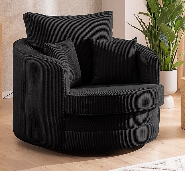 S-Style Möbel Drehsessel Ted Love Seat XXL 360 Grad drehbar aus Cord-Stoff, günstig online kaufen