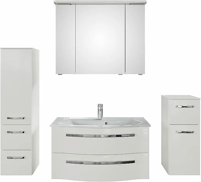 Saphir Badmöbel-Set "Serie 4005, vormontiert, Glaswaschbecken, Spiegelschra günstig online kaufen