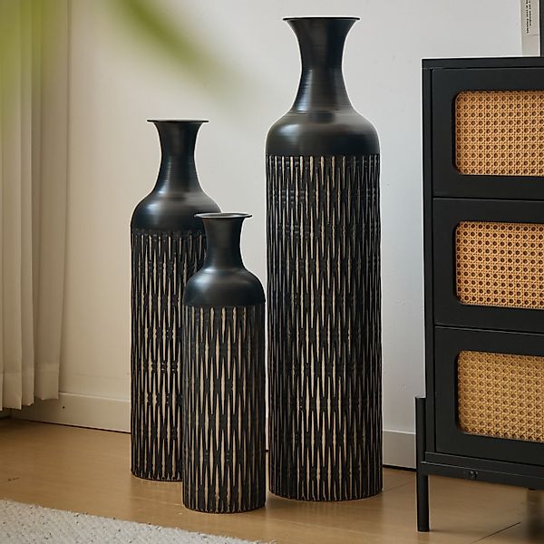 LVHOM Dekovase Bodenvase, Tischvase, 3 tlg. Geometrisches Metall-Vasen-Set, günstig online kaufen