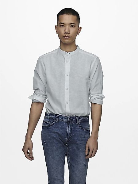 ONLY & SONS Langarmhemd "ONSCAIDEN LS SOLID LINEN MAO SHIRT NOOS" günstig online kaufen