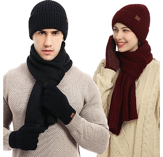 Bextsrack Mütze & Schal 3 Stück Mütze, Schal & Handschuh-Sets Geeignet für günstig online kaufen