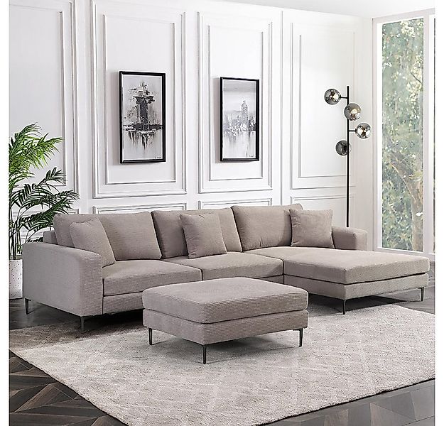 HOME DELUXE Sofa BELLANO Cord - 340 x 188 x 94 cm, inkl. Zierkissen Cordsof günstig online kaufen