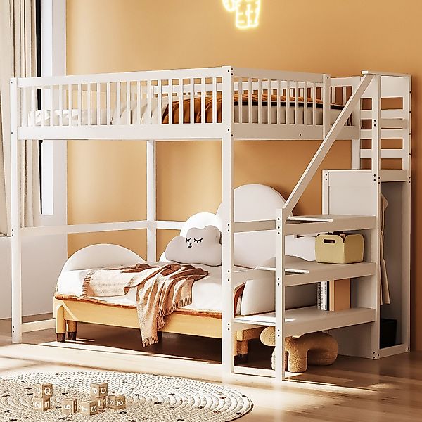 Flieks Hochbett Massivholz Kinderbett 140x200cm mit günstig online kaufen