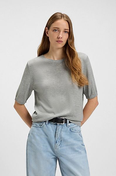 BOSS ORANGE Kurzarmpullover "Fiaffusa Premium Damenmode", mit dezentem Ajou günstig online kaufen