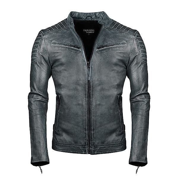 PAULGOS Lederjacke Herren Jacke Übergangsjacke Biker Look 100% Echtleder D1 günstig online kaufen
