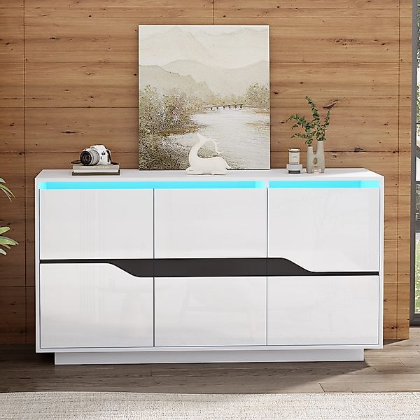 Merax Sideboard 140x40x76cm (1 St., Hochglanzfront günstig online kaufen
