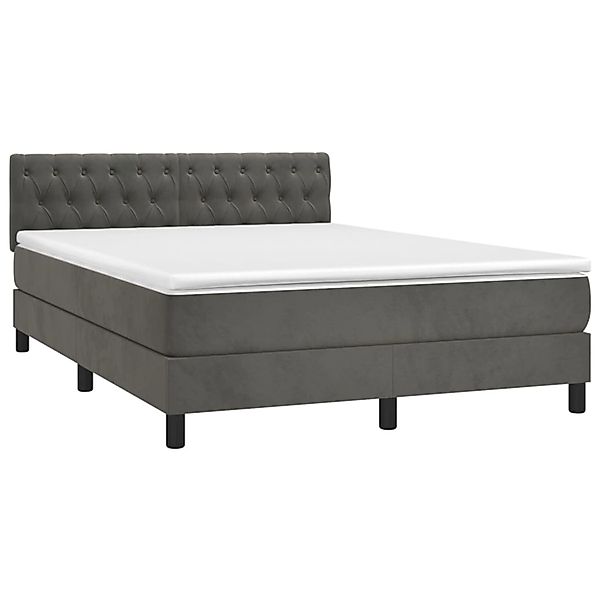 vidaXL Boxspringbett mit Matratze & LED Dunkelgrau 140x190 cm Samt 3134580 günstig online kaufen