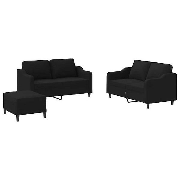 vidaXL Sofa 3-tlg. Sofagarnitur mit Kissen Schwarz Stoff günstig online kaufen