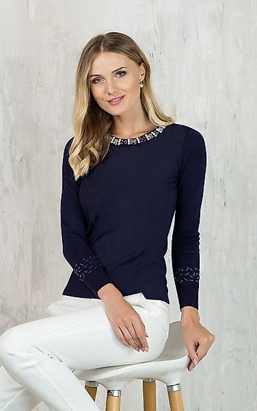 Passioni Strickpullover mit Perlendetails günstig online kaufen
