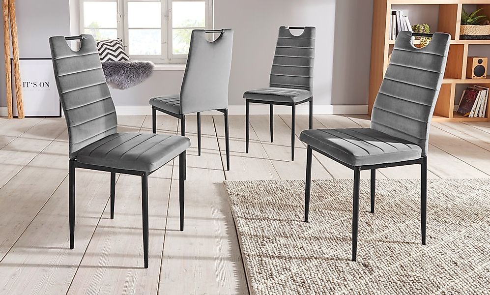 OTTO home Esszimmerstuhl (Set) 4 Stk.(2 oder 4 Stück) mit Samtbezug, Rücken günstig online kaufen