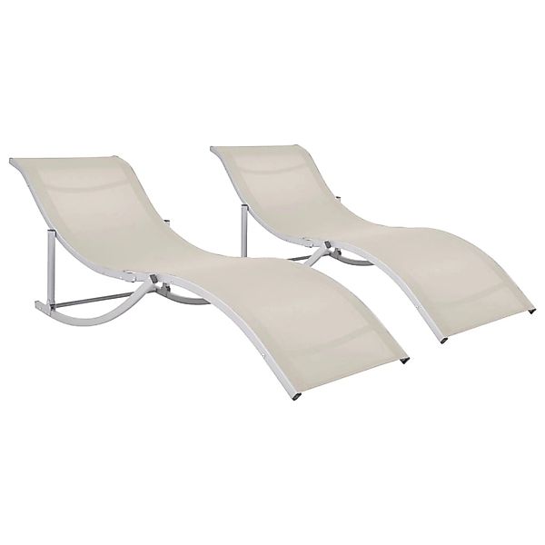 vidaXL Klappbare Sonnenliegen 2 Stk Cremeweiß Textilene 47785 günstig online kaufen