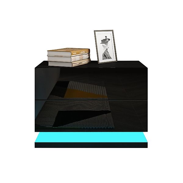 BESTWANTED Nachttisch LED-Beleuchteter Beistelltisch mit 2 günstig online kaufen