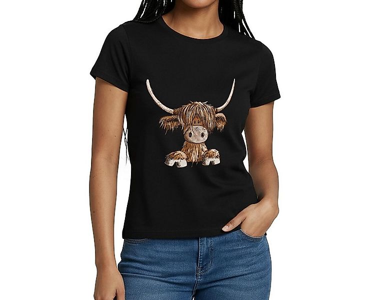 Spreadshirt T-Shirt Schottisches Hochlandrind Comic Frauen T-Shirt (1-tlg) günstig online kaufen