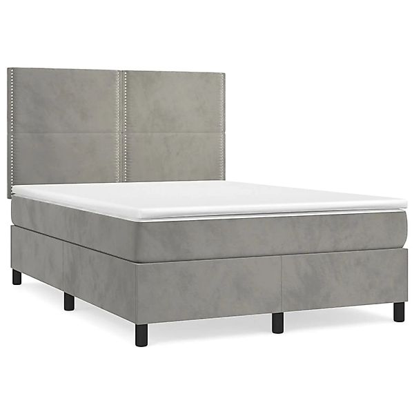 vidaXL Boxspringbett mit Matratze Hellgrau 140x200 cm Samt1349858 günstig online kaufen