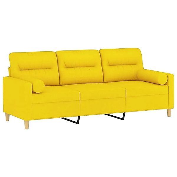 vidaXL 3-Sitzer-Sofa mit Zierkissen Hellgelb 180 cm Stoff 3200834 günstig online kaufen