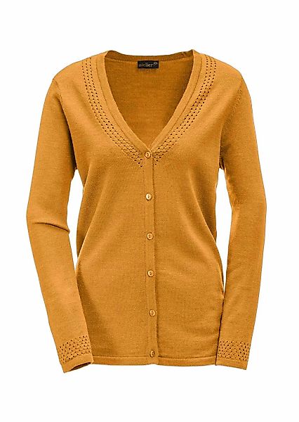 GOLDNER Strickjacke "Ajourstrickjacke" Schönes Ajourmuster am V-Ausschnitt günstig online kaufen