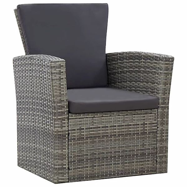 4-tlg. Garten-lounge-set Mit Auflagen Poly Rattan Grau günstig online kaufen