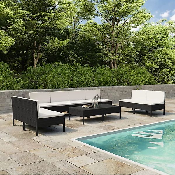 10-tlg. Garten-lounge-set Mit Auflagen Poly Rattan Schwarz günstig online kaufen