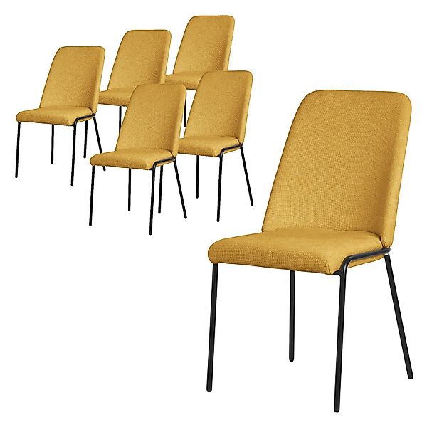 ML-Design Esszimmerstühle 6Er Set Senf mit Stoffbezug und Metallbeine günstig online kaufen
