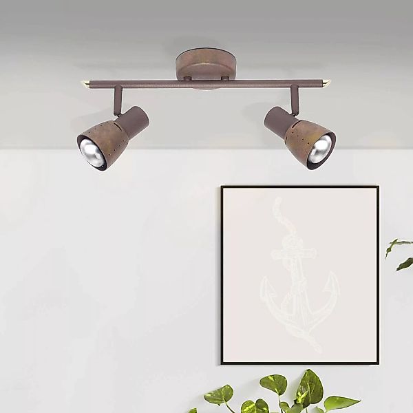 Deckenstrahler Lava, Länge 37 cm, altkupfer, 2-flg., Metall günstig online kaufen