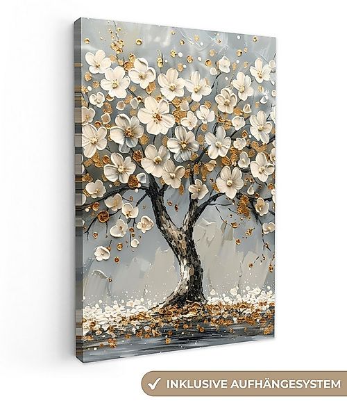 OneMillionCanvasses® Leinwandbild Baum - Gold - Blumen - Abstrakt - Kunst, günstig online kaufen