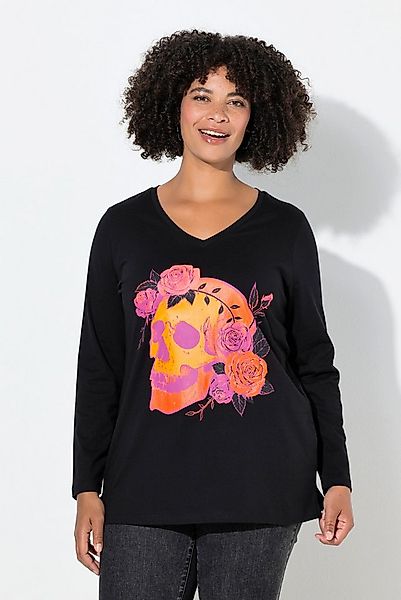 Angel of Style T-Shirt T-Shirt Totenkopf mit Rosen Langarm günstig online kaufen