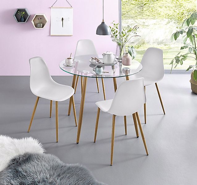 OTTO home Essgruppe Miller, (Set, 5-tlg), Glastisch mit 4 Stühlen (Kunststo günstig online kaufen
