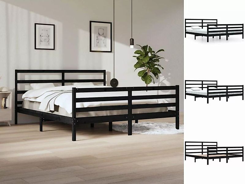 vidaXL Bettgestell Massivholzbett Schwarz Kiefer 200x200 cm Bett Bettgestel günstig online kaufen