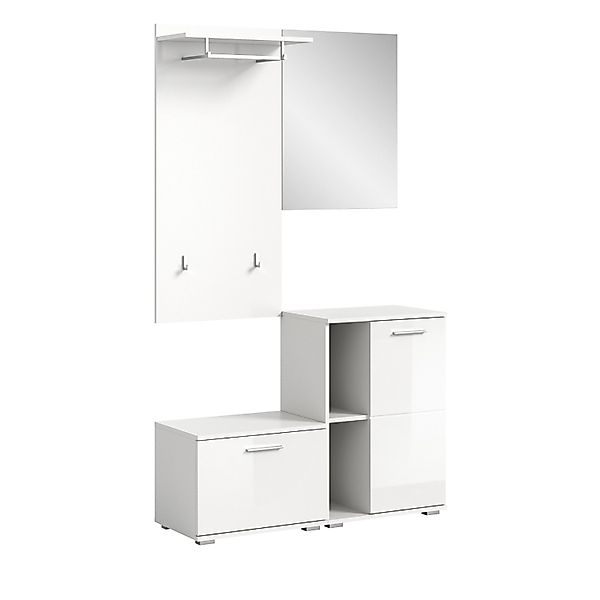 Inn.Furn Garderoben-Set 4-teilig Weiß Hochglanz 110 cm Grazie günstig online kaufen