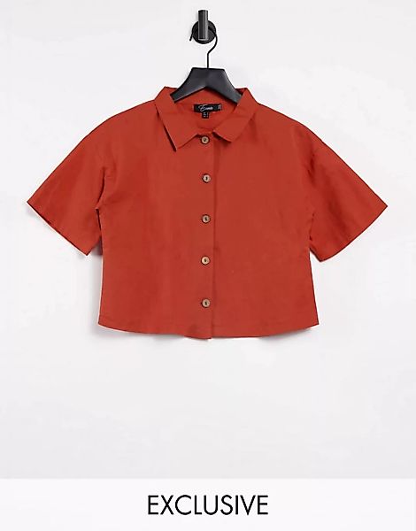Esmee – Exclusive – Kurzes Strandhemd in Terracotta, Kombiteil-Rot günstig online kaufen