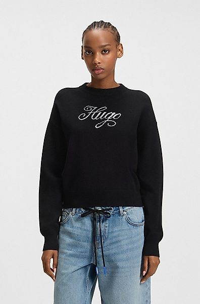 HUGO Blue Strickpullover Slogix mit Swirl-Logo günstig online kaufen