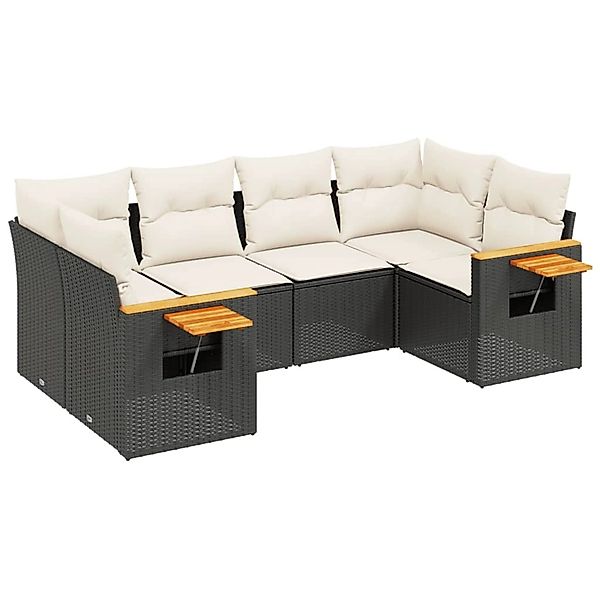 vidaXL 6-Tlg Garten-Sofagarnitur mit Kissen Schwarz Poly Rattan 3259501 günstig online kaufen
