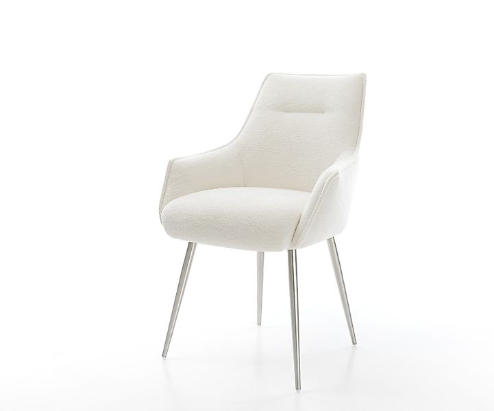 Esszimmerstuhl Alja-Flex mit Armlehnen Bouclé Soft Beige 4-Fuß konisch Edel günstig online kaufen