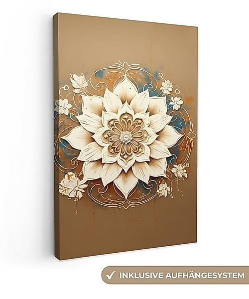 OneMillionCanvasses® Leinwandbild Mandala - Blumen - Weiß - Braun, Fotodruc günstig online kaufen