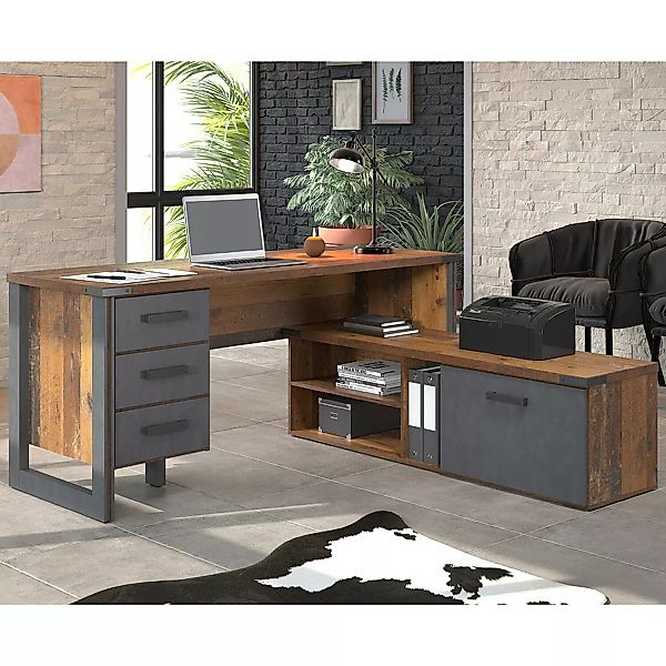 Arbeitszimmer Büro Schreibtisch PESCARA-19 in Old Wood Nb. mit Matera Nb., günstig online kaufen