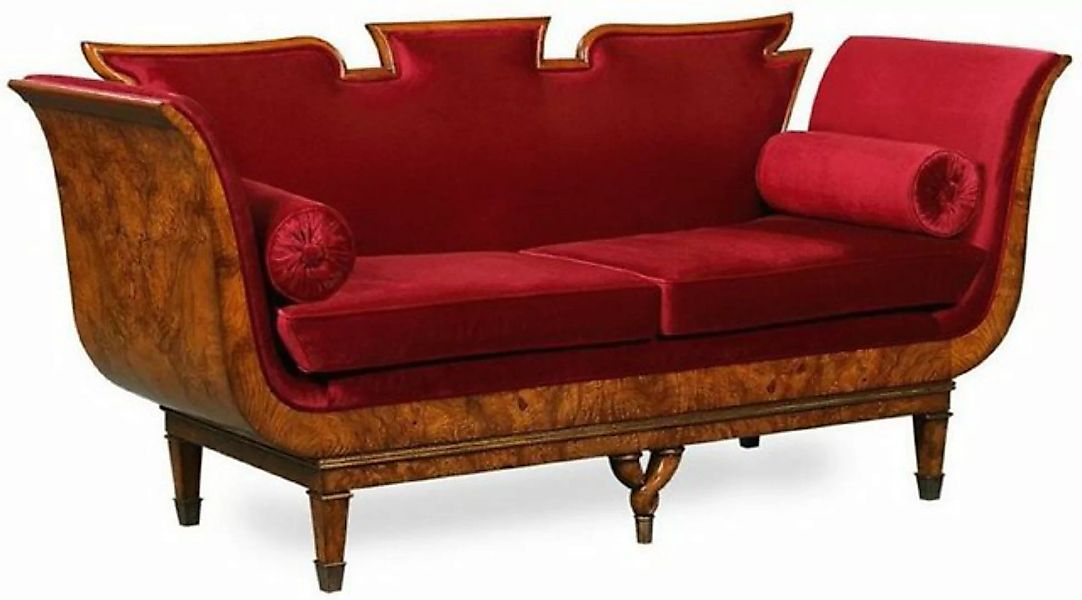 Casa Padrino 2-Sitzer Luxus Jugendstil 2er Sofa Bordeauxrot / Hellbraun 194 günstig online kaufen