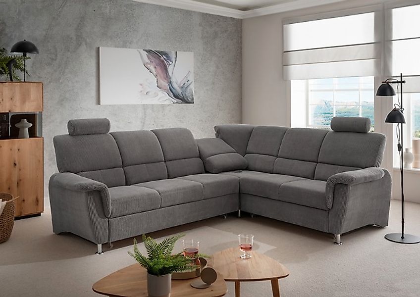 Home affaire Ecksofa »Pisa L-Form, mit Schlaffunktion, Stauraum, 2x höhenve günstig online kaufen