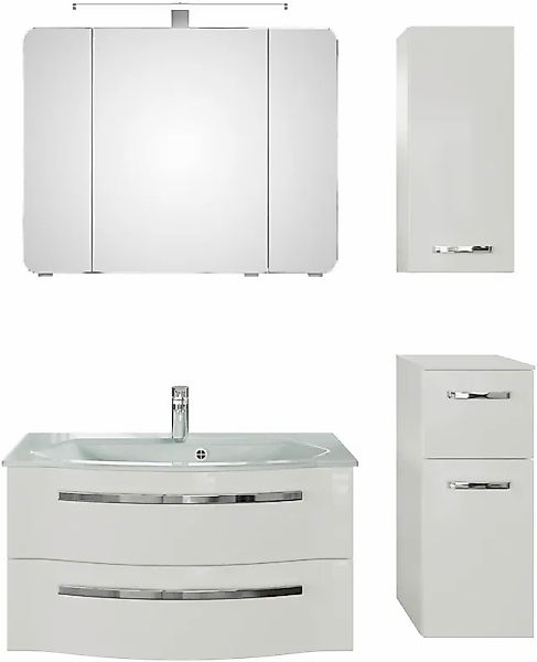 Saphir Badmöbel-Set »Serie 4005, vormontiert, Glaswaschbecken, Spiegelschra günstig online kaufen