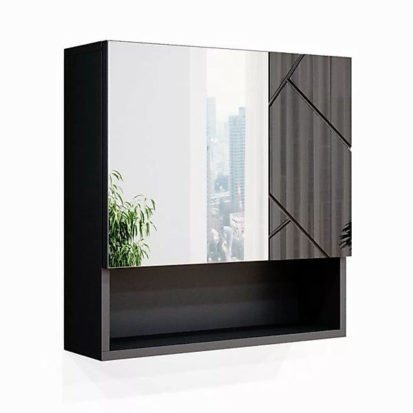 Vicco Badezimmerspiegelschrank Irma, Anthrazit Hochglanz, 54 x 55 cm günstig online kaufen