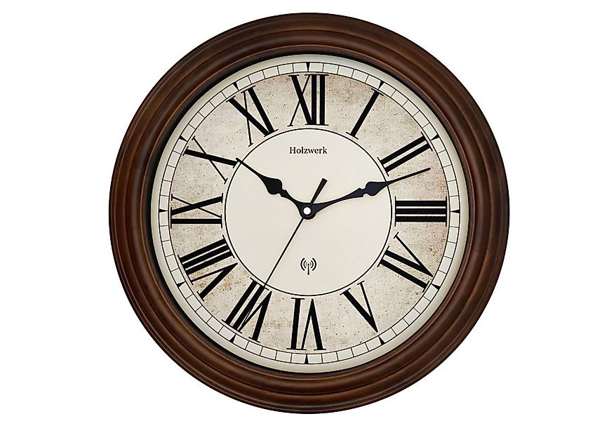 Holzwerk Funkwanduhr Vintage Retro Designer Funk Wanduhr (Nahezu lautloses günstig online kaufen